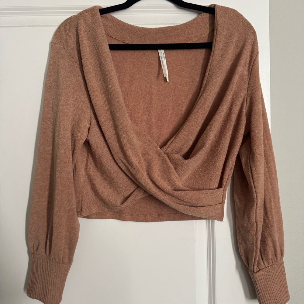 Anthropologie Twist Front Cropped Sweater